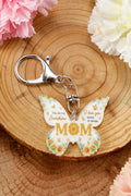 Yellow MOM butterfly shape acrylic keychain with stylish design and durable material