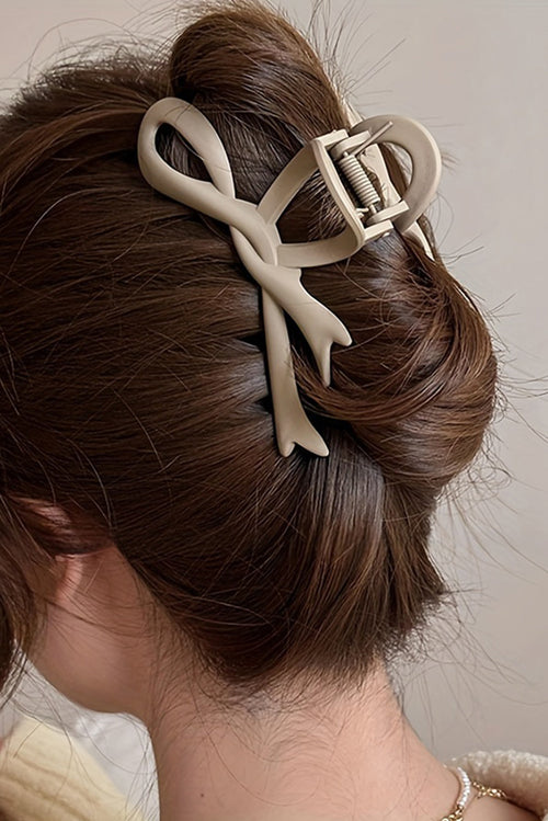 Beige bowknot large hair claw clip accessory
