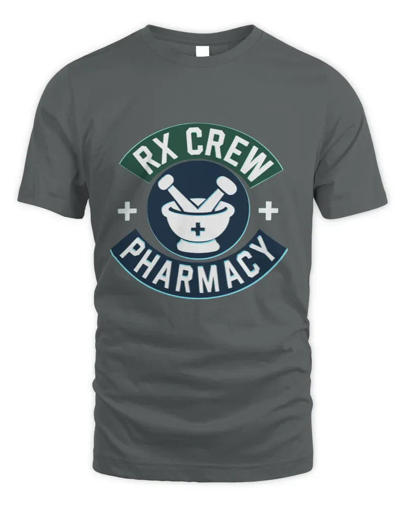 Unisex Standard T-Shirt grey with RX Crew Pharmacy graphic print in 100% cotton