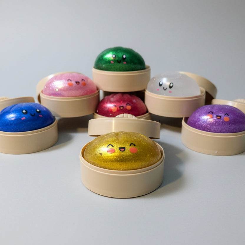 All Glitter Squishy Bun Mystery Dumpling with sparkling glitter and soft texture