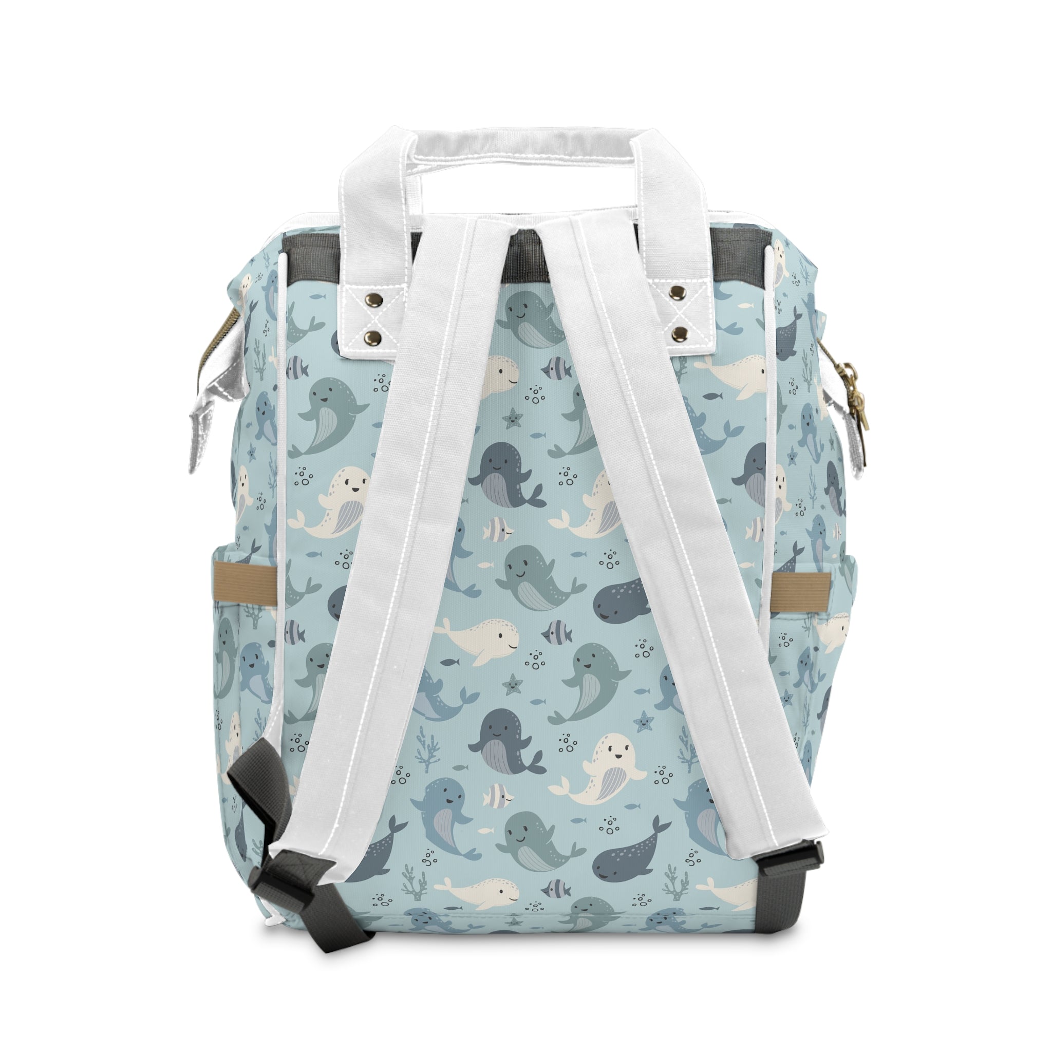 Whimsical Whale Print Diaper Backpack | Stylish Baby Bag, Multi-Functional Tote, Cute Moms Gift, Travel Companion, Gender Neutral
