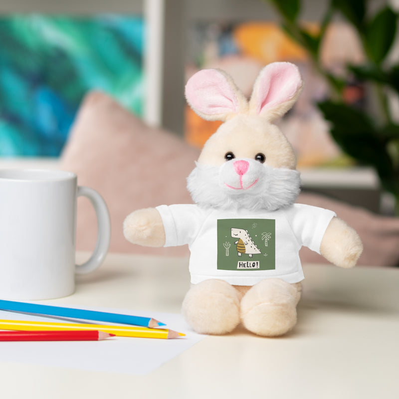 Cute Stuffed Animal with Tee, Adorable Plush Toy Gift, Children's Birthday Present, Cozy Cuddle Buddy, Animal Lover Collectible