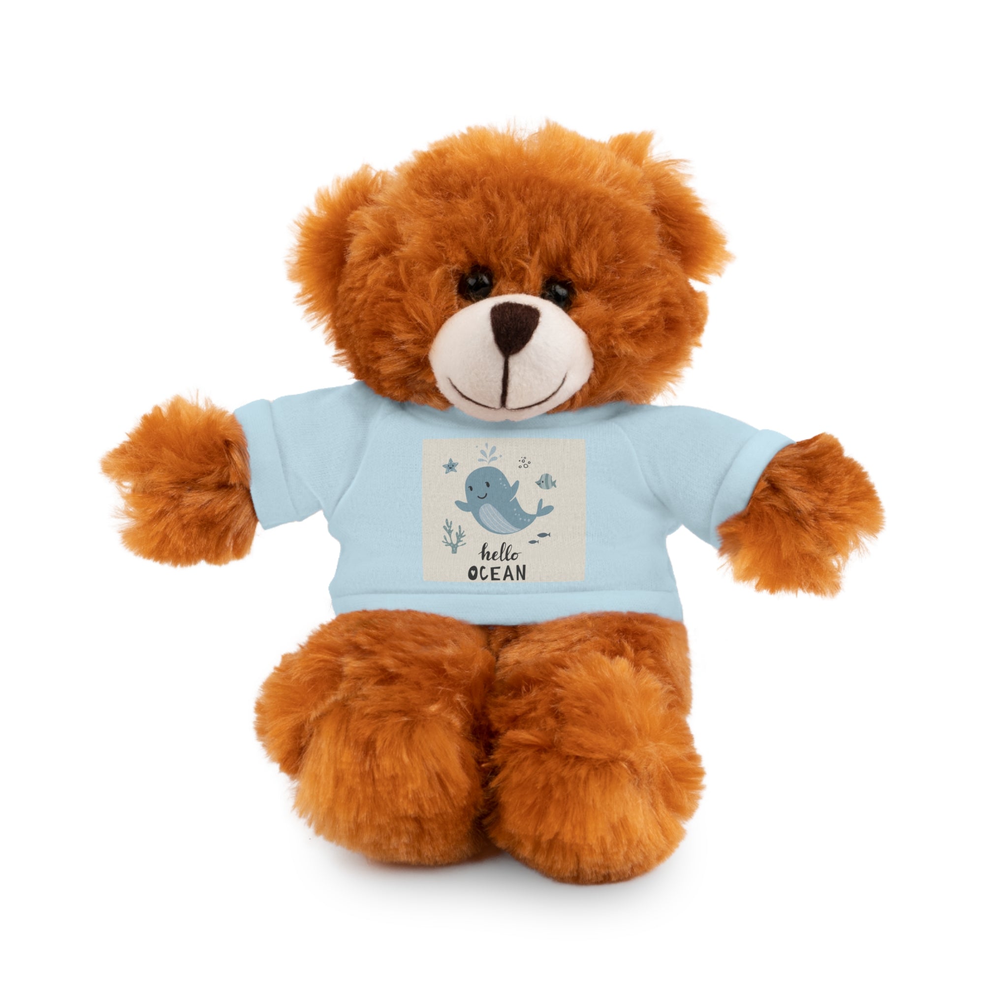 Cuddly Stuffed Bear with Tee - Cute Gift for Kids, Nursery Decor, Birthday Surprise, Ocean Theme, Plush Toy