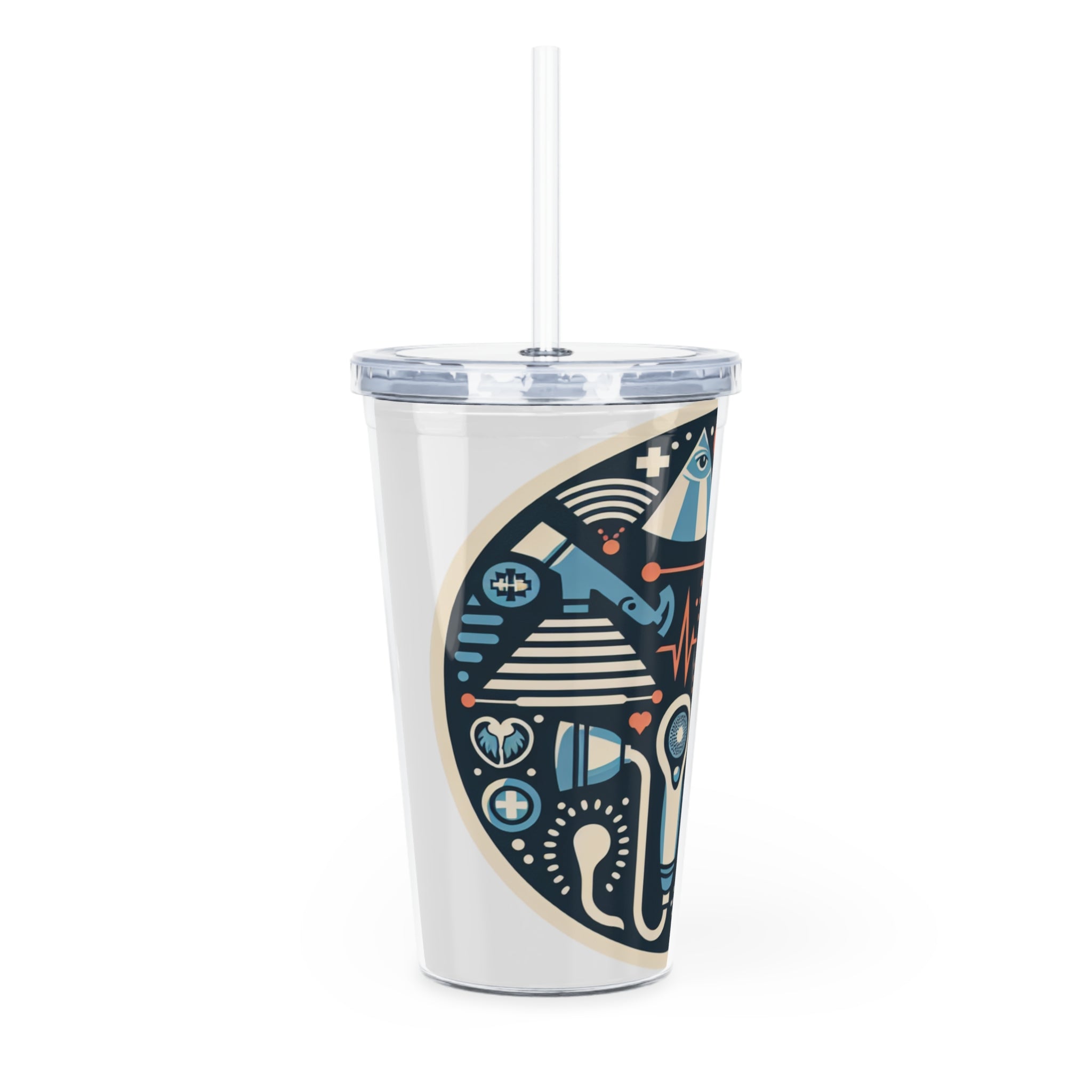 Health & Wellness Plastic Tumbler with Straw - Motivational Design