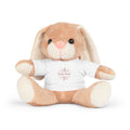Tis the Season brown teddy plush toy wearing white holiday t-shirt, soft and cuddly polyester stuffed animal
