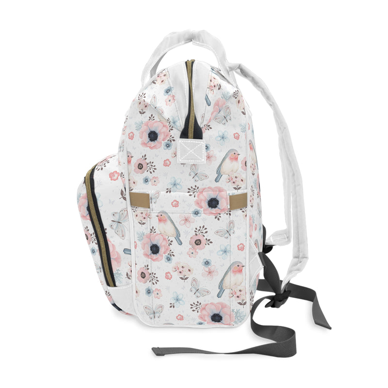 Floral Multifunctional Diaper Backpack, Stylish Baby Bag, Maternity Backpack, Mom Organizer, Travel Changing Bag
