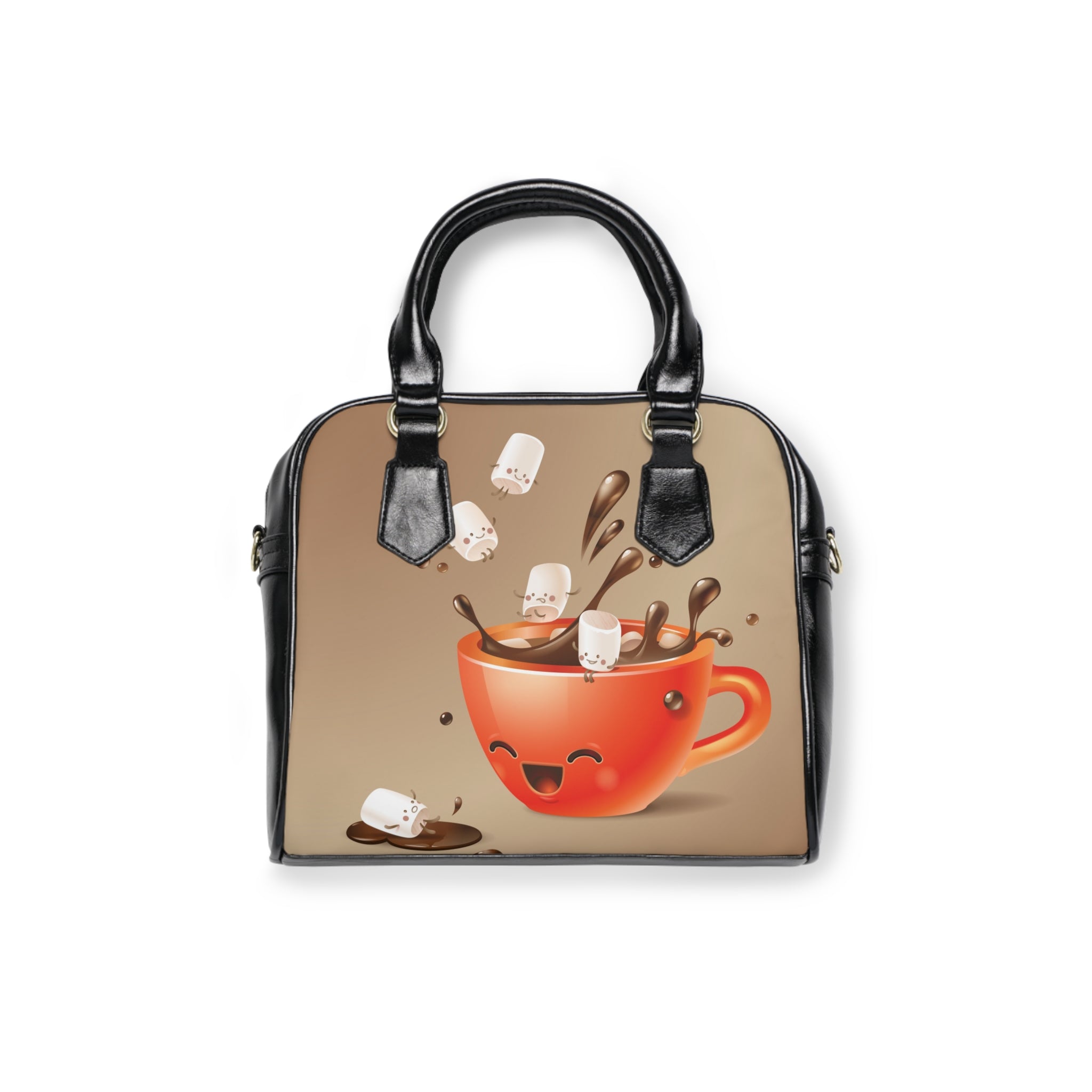 Cute Hot Cocoa Shoulder Handbag, Fun Tote for Coffee Lovers, Stylish Purse for Winter, Perfect Gift, Everyday Use