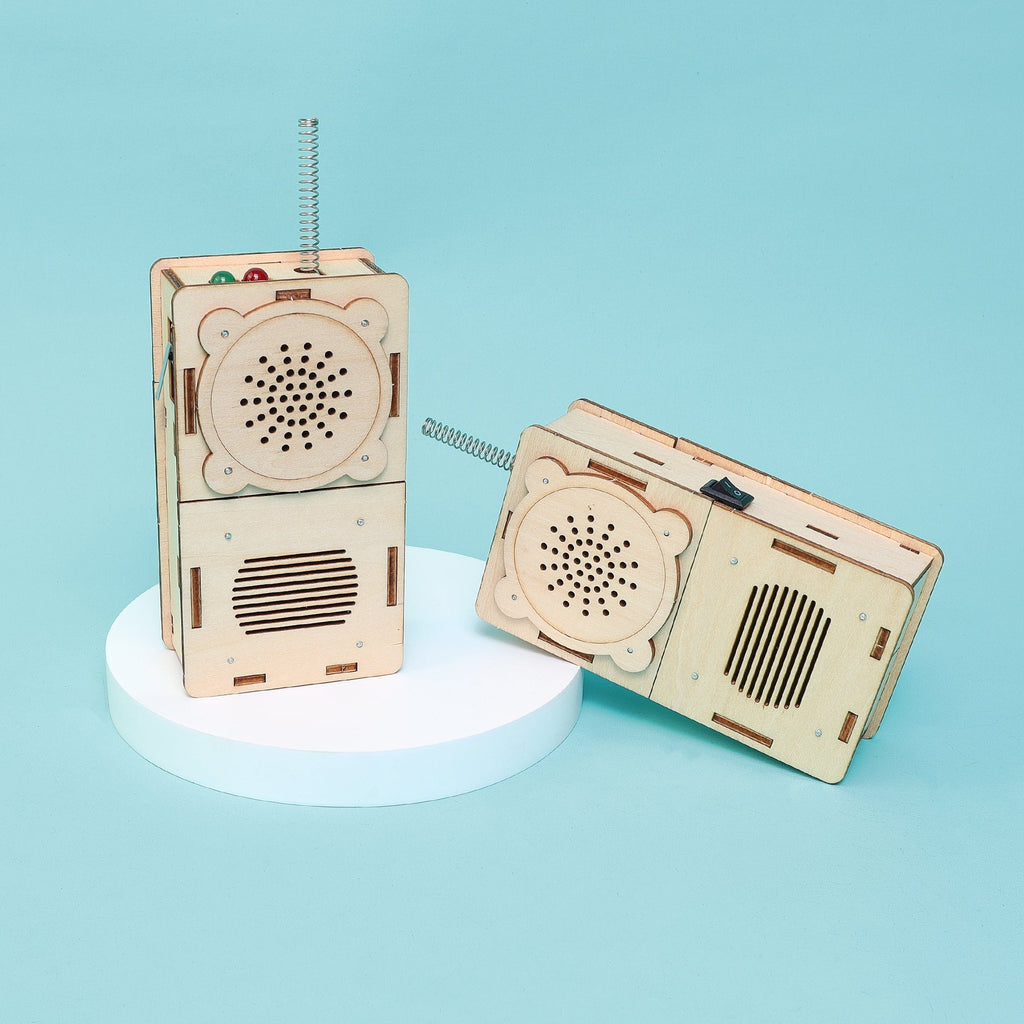 Build & Learn Walkie Talkie STEM kit with electronic components and assembled walkie talkies for hands-on STEM learning