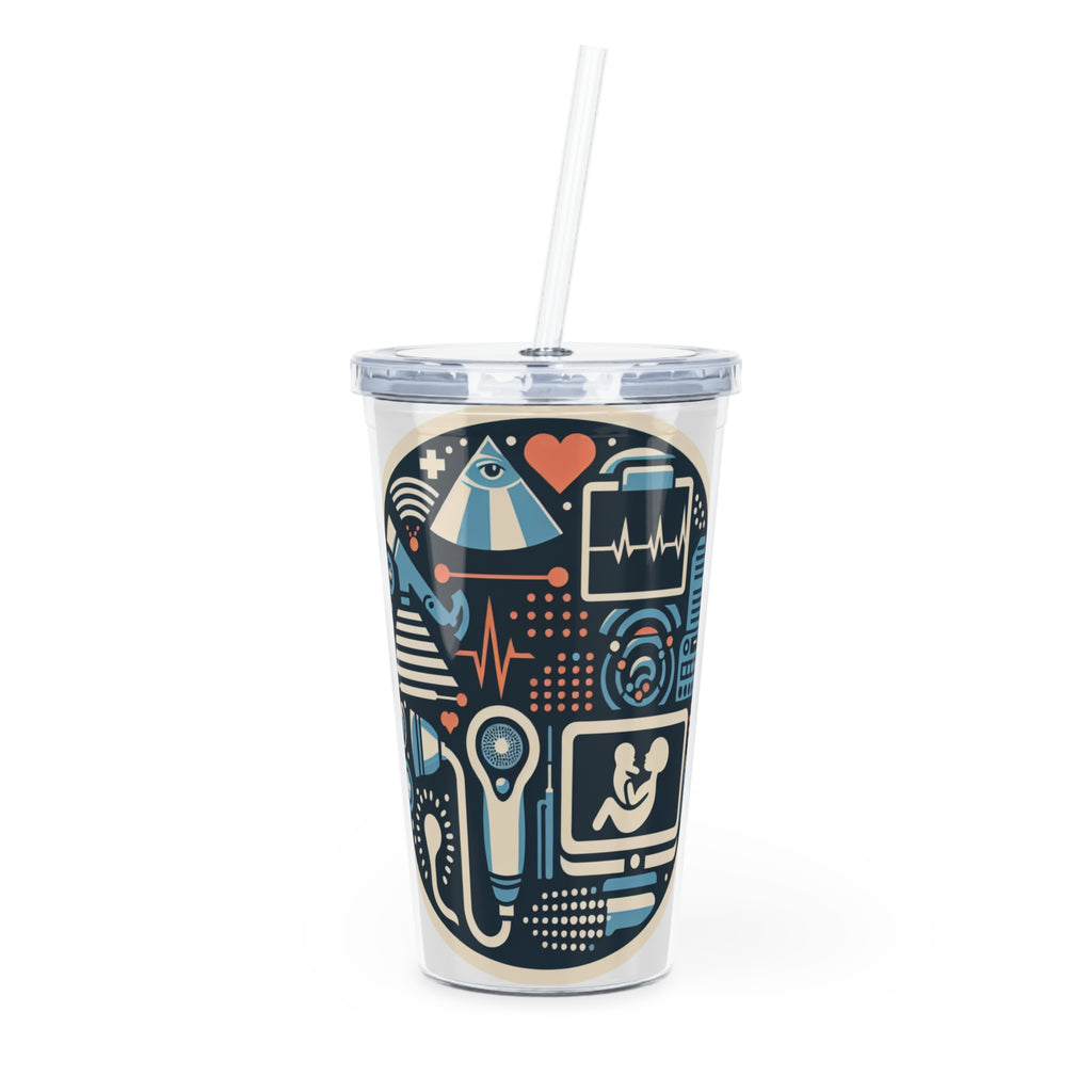 Health & Wellness Plastic Tumbler with Straw - Motivational Design