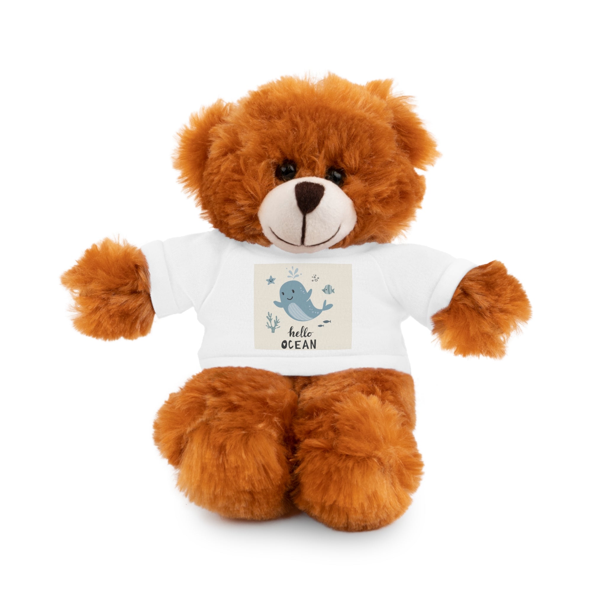 Cuddly Stuffed Bear with Tee - Cute Gift for Kids, Nursery Decor, Birthday Surprise, Ocean Theme, Plush Toy