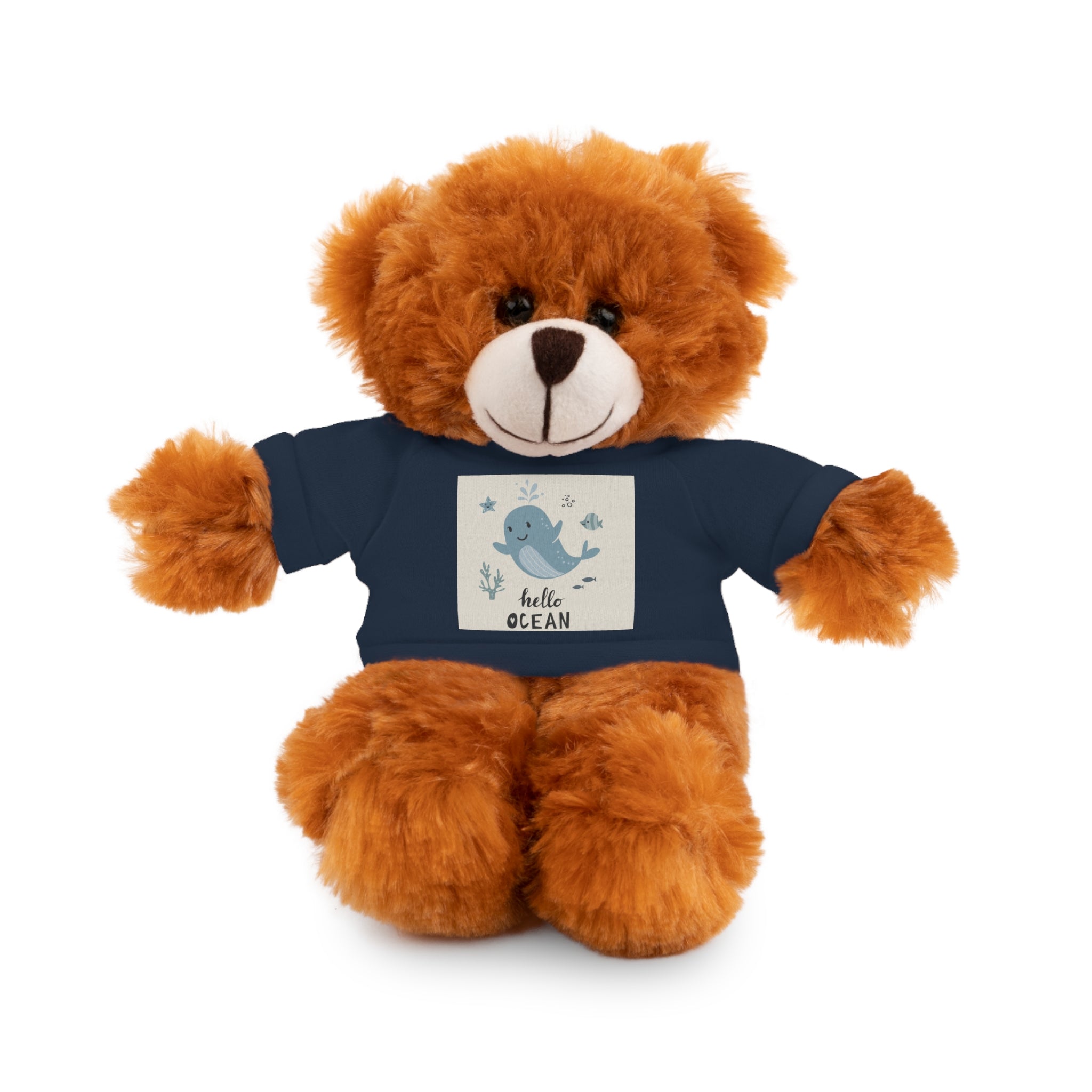 Cuddly Stuffed Bear with Tee - Cute Gift for Kids, Nursery Decor, Birthday Surprise, Ocean Theme, Plush Toy