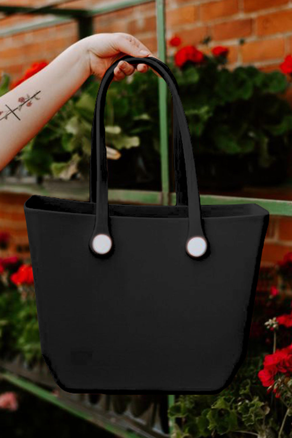 Fiery red waterproof EVA tote bag with detachable self-assembly straps and spacious design