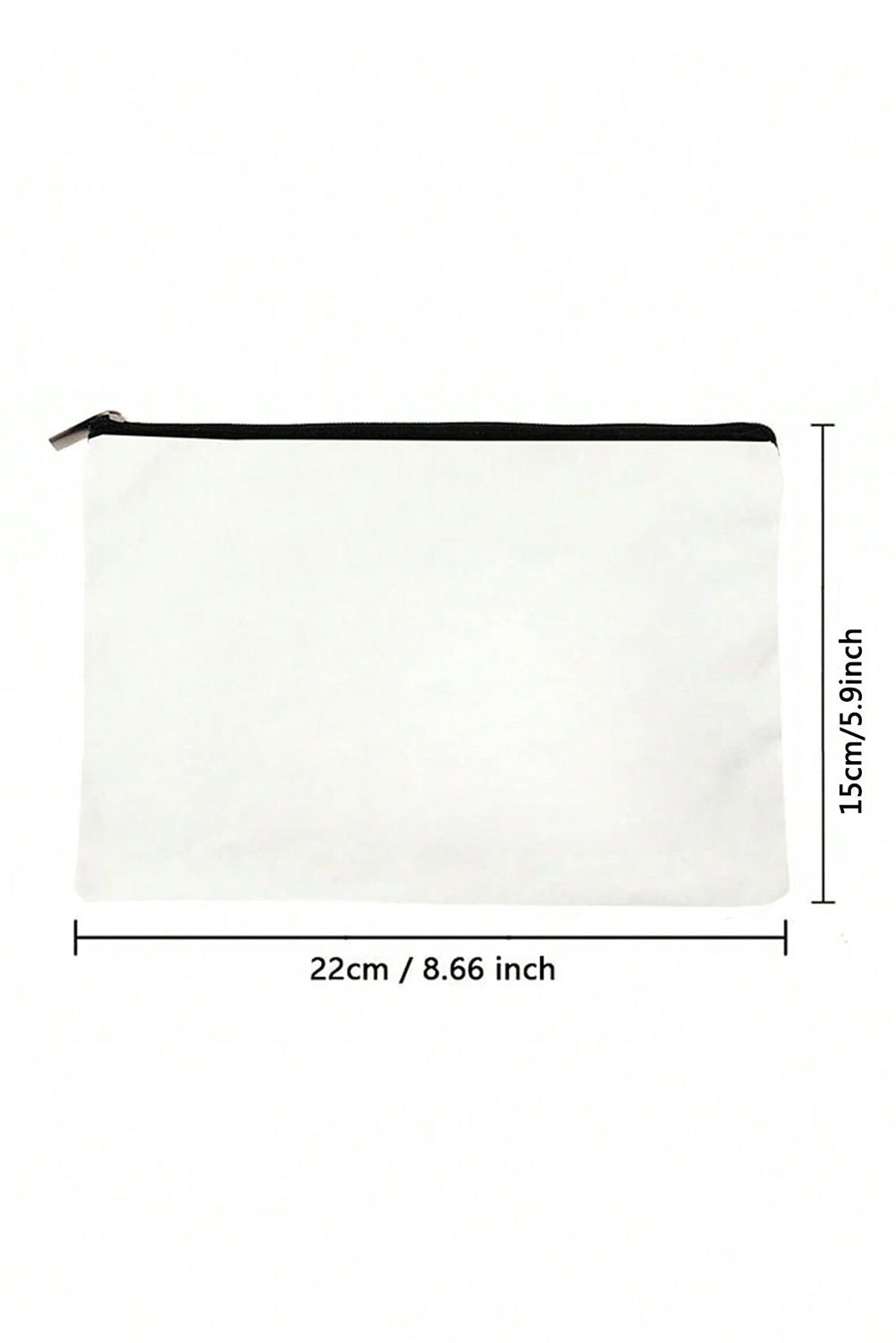 White TEACHER graphic print zipper cosmetic bag with durable canvas and compact size