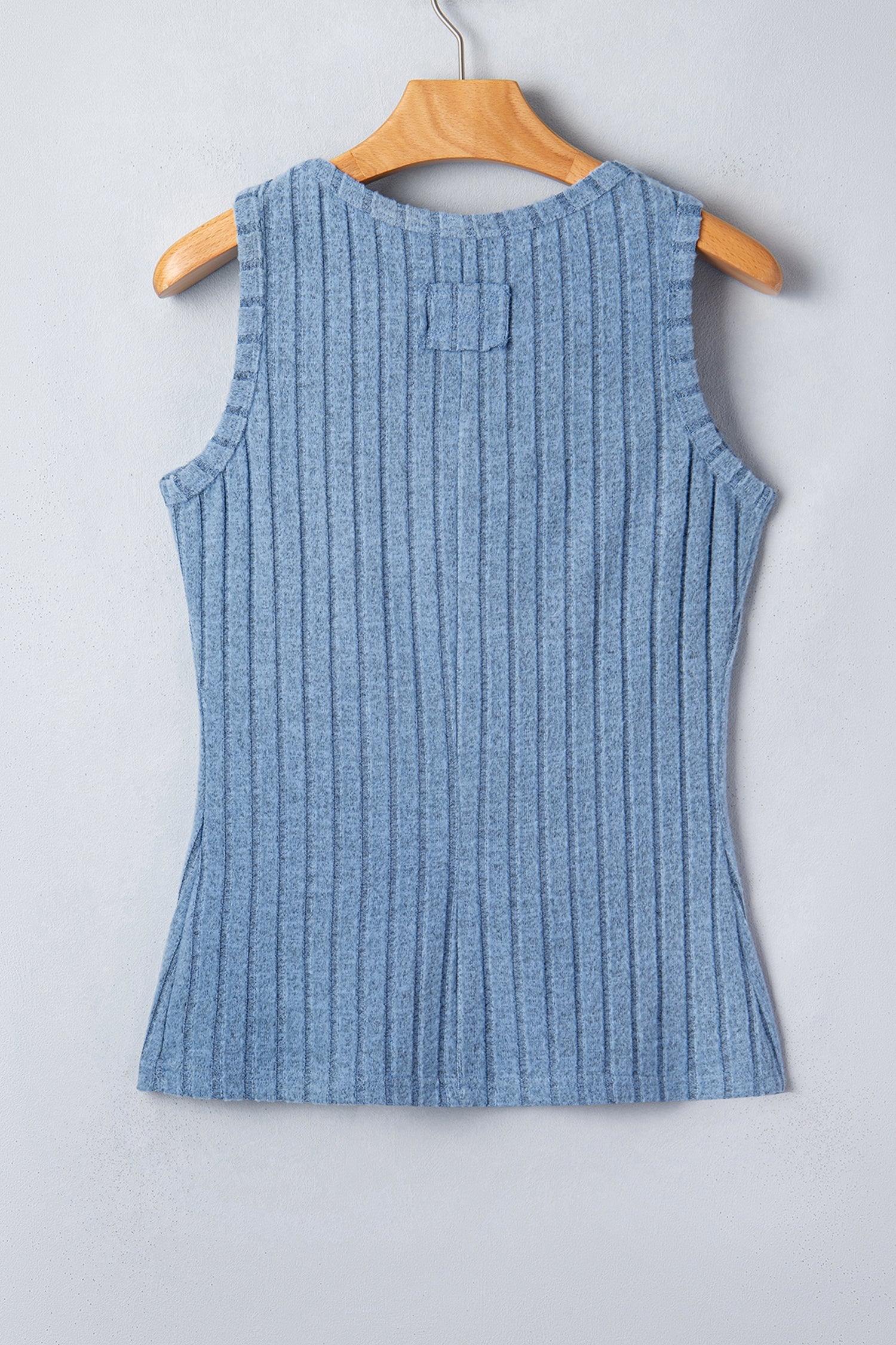 Beau Blue Slim ribbed mineral wash tank top with round neck and high elasticity