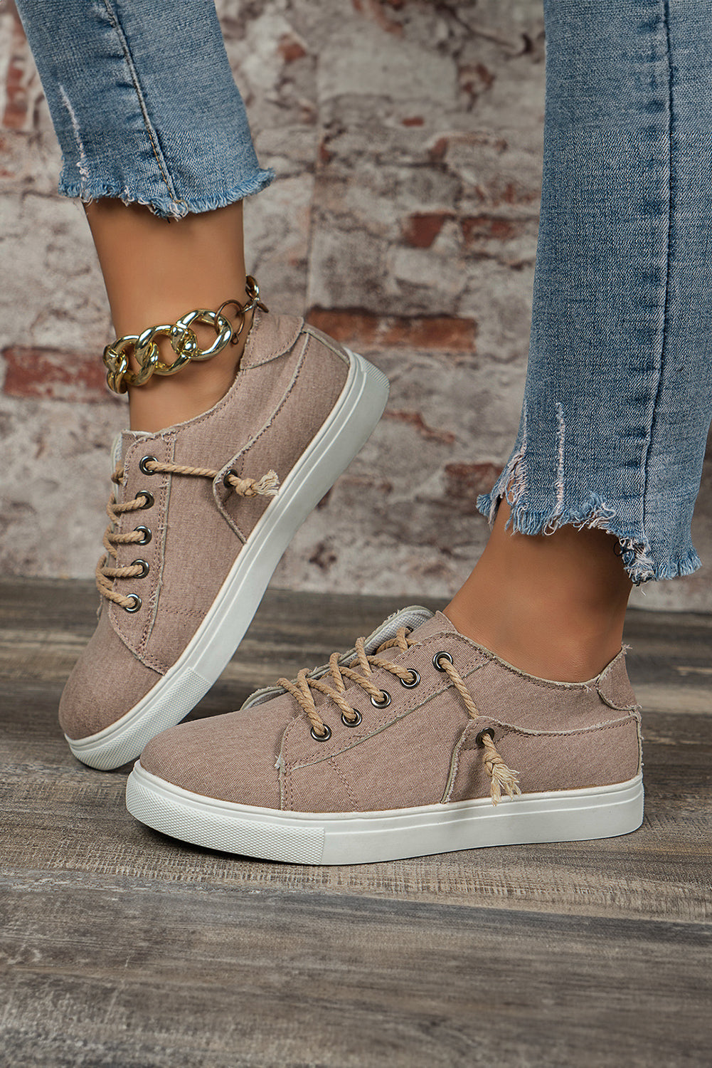 Parchment canvas slip-on flats with criss-cross design and durable material for casual wear