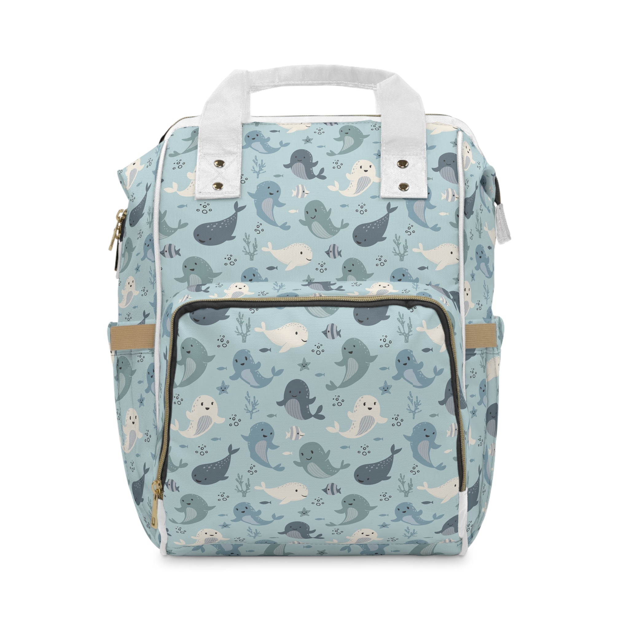 Whimsical Whale Print Diaper Backpack | Stylish Baby Bag, Multi-Functional Tote, Cute Moms Gift, Travel Companion, Gender Neutral