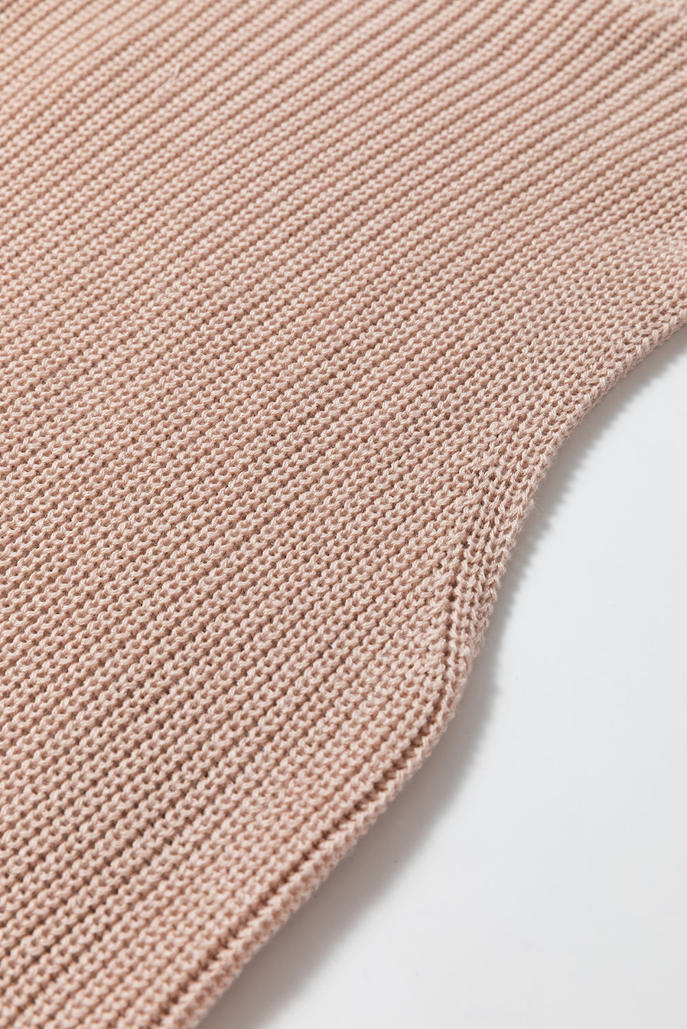 Oatmeal solid color turtleneck knit tank top with high elasticity and chic sleeveless design