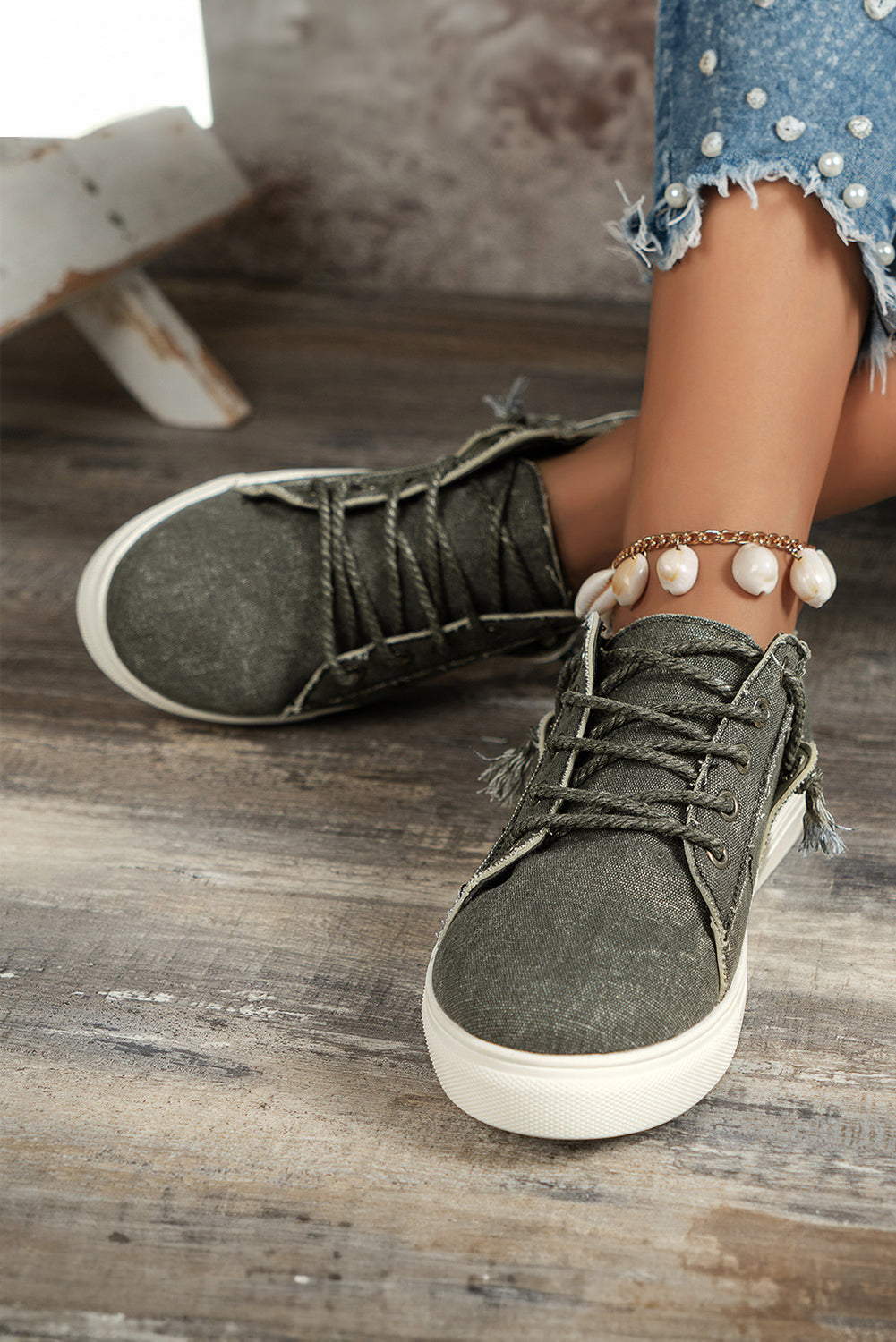 Parchment criss cross slip on canvas flats with quick wear design and durable material
