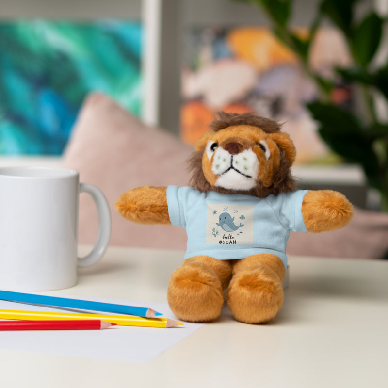 Cuddly Stuffed Bear with Tee - Cute Gift for Kids, Nursery Decor, Birthday Surprise, Ocean Theme, Plush Toy