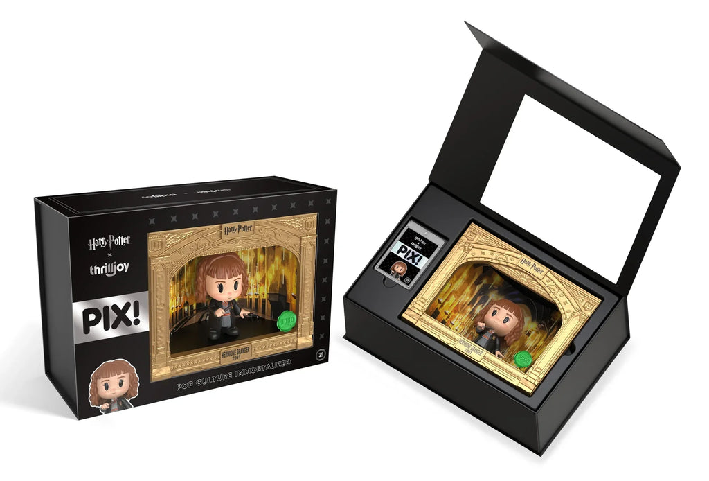 Harry Potter and the Wizarding World Hermione Granger PIX Classic Vinyl Figure in Gryffindor robes with Chase Edition holding Mandrake