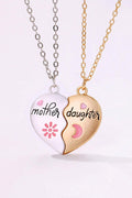 White mother and daughter magnetic heart necklace set with adjustable chains and durable alloy material