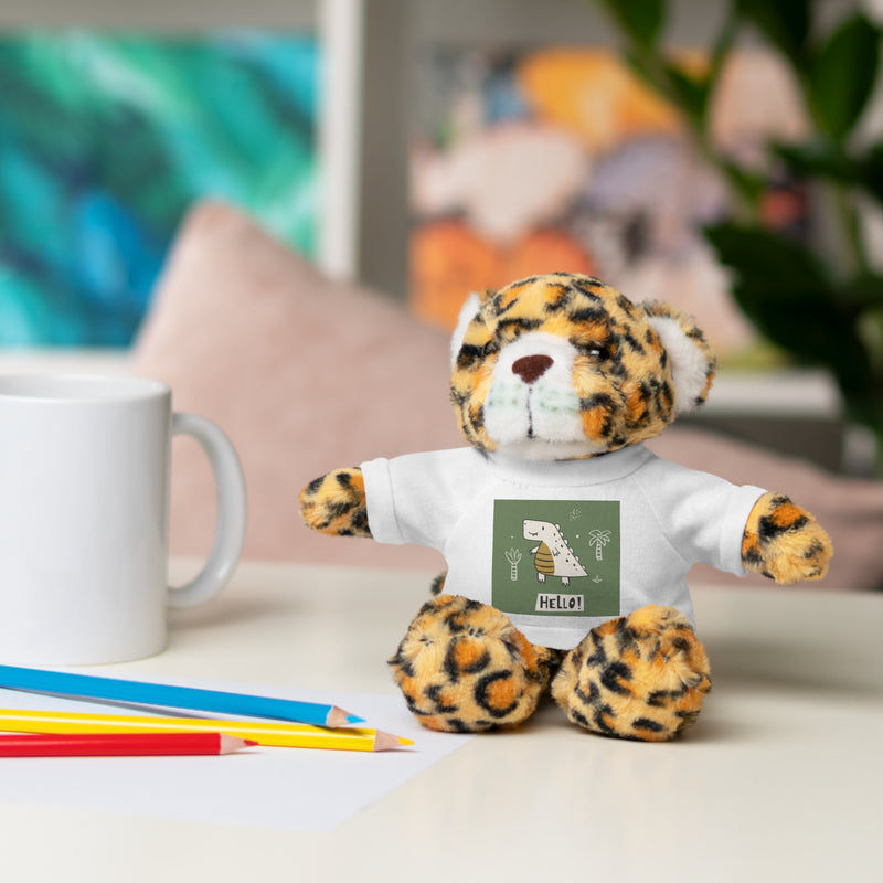 Cute Stuffed Animal with Tee, Adorable Plush Toy Gift, Children's Birthday Present, Cozy Cuddle Buddy, Animal Lover Collectible