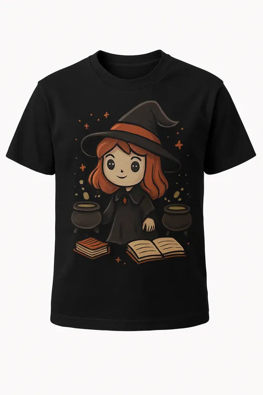 Cute Witch Floating Cauldrons Magic Sparkles Spell Books - Kids Standard T-Shirt