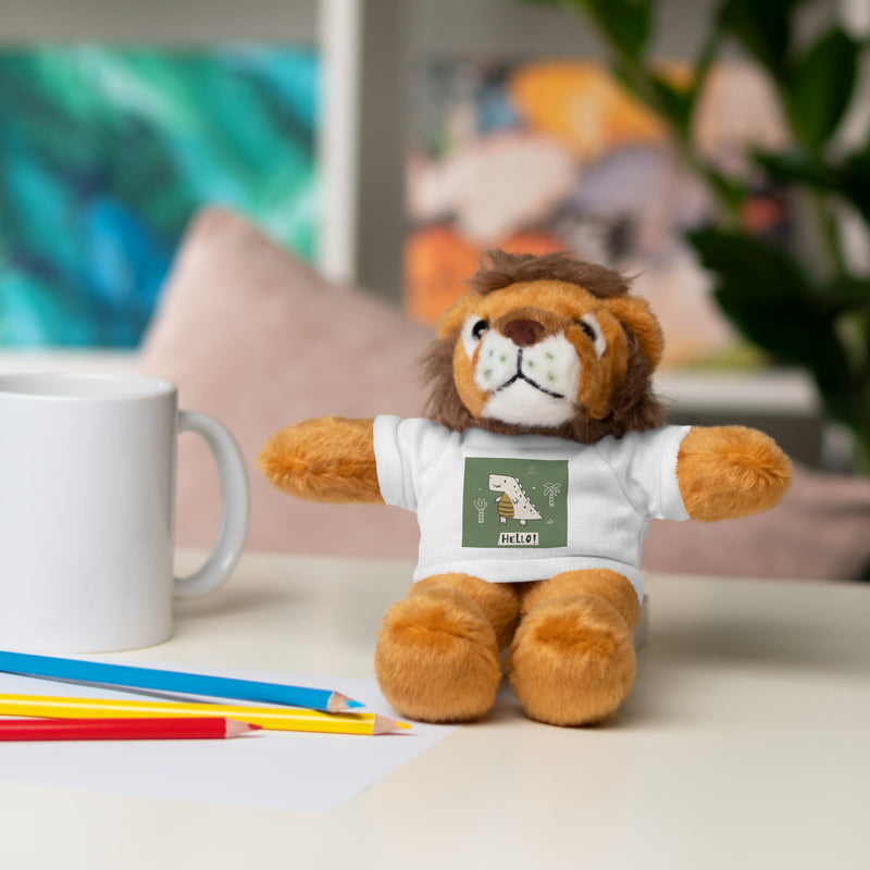 Cute Stuffed Animal with Tee, Adorable Plush Toy Gift, Children's Birthday Present, Cozy Cuddle Buddy, Animal Lover Collectible