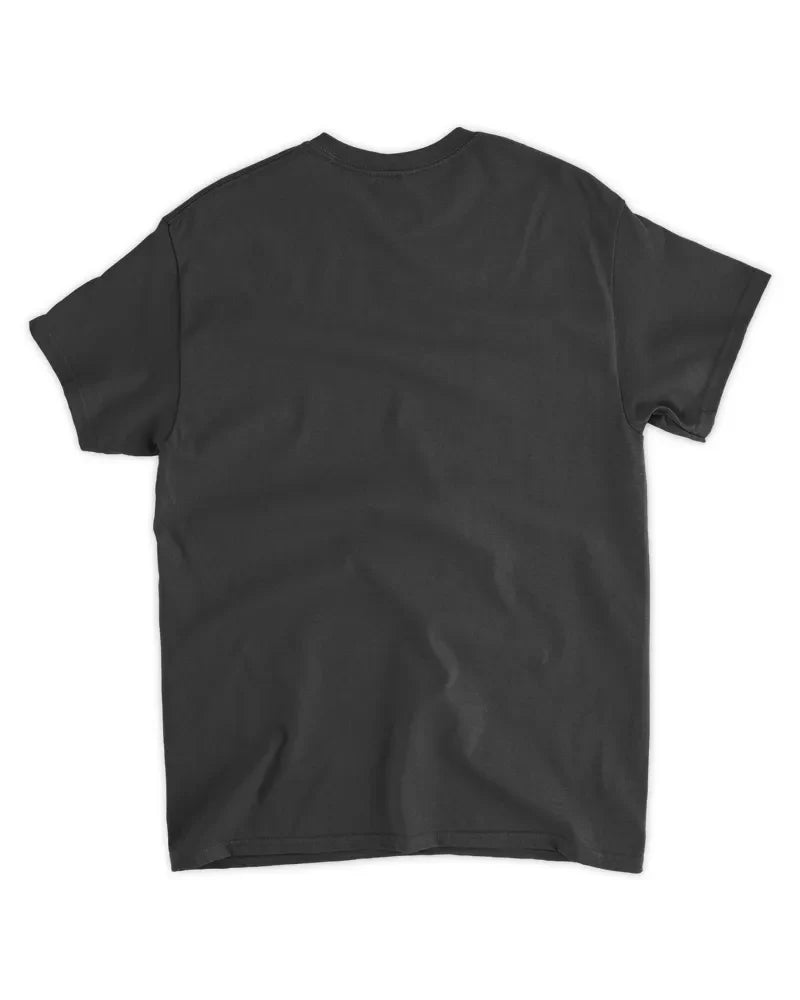 Unisex standard black cotton t-shirt with seamless collar and twin needle hems