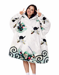 Zoro One Piece wearable Sherpa blanket hoodie for kids and adults in green and black design