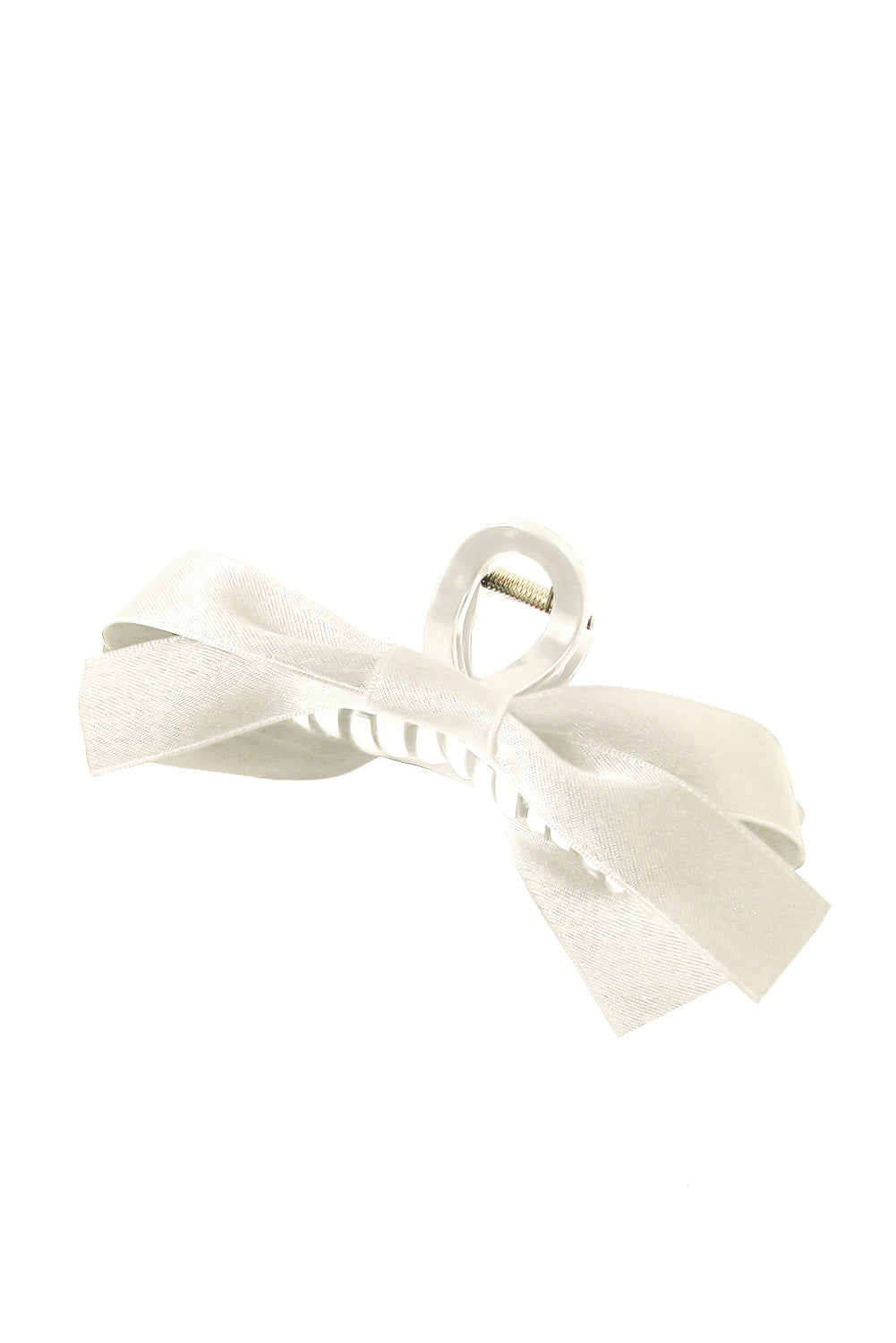 Large black bow decor hair claw clip securing thick hair elegantly