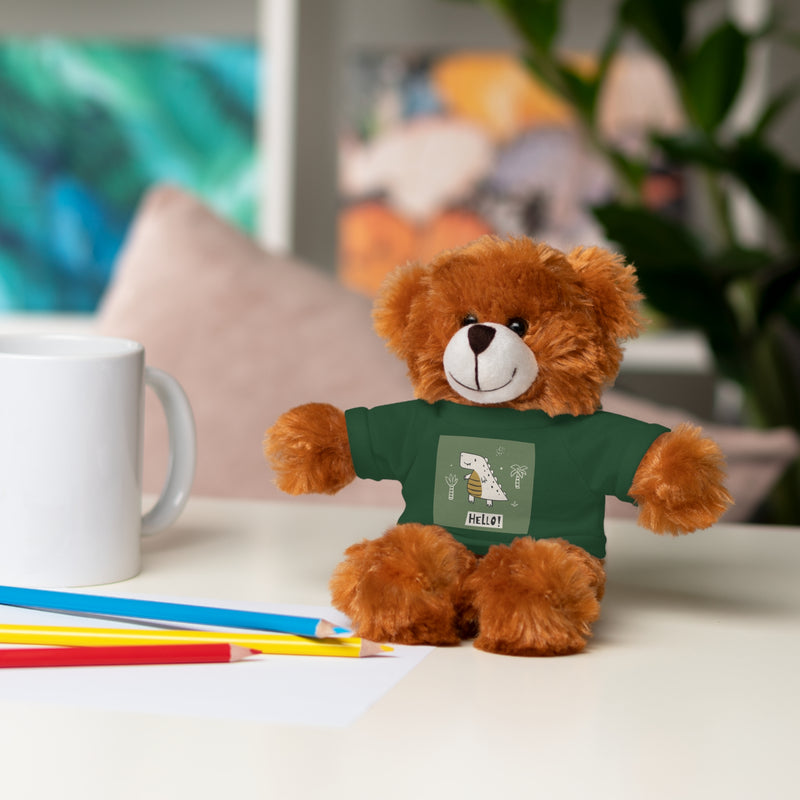 Cute Stuffed Animal with Tee, Adorable Plush Toy Gift, Children's Birthday Present, Cozy Cuddle Buddy, Animal Lover Collectible