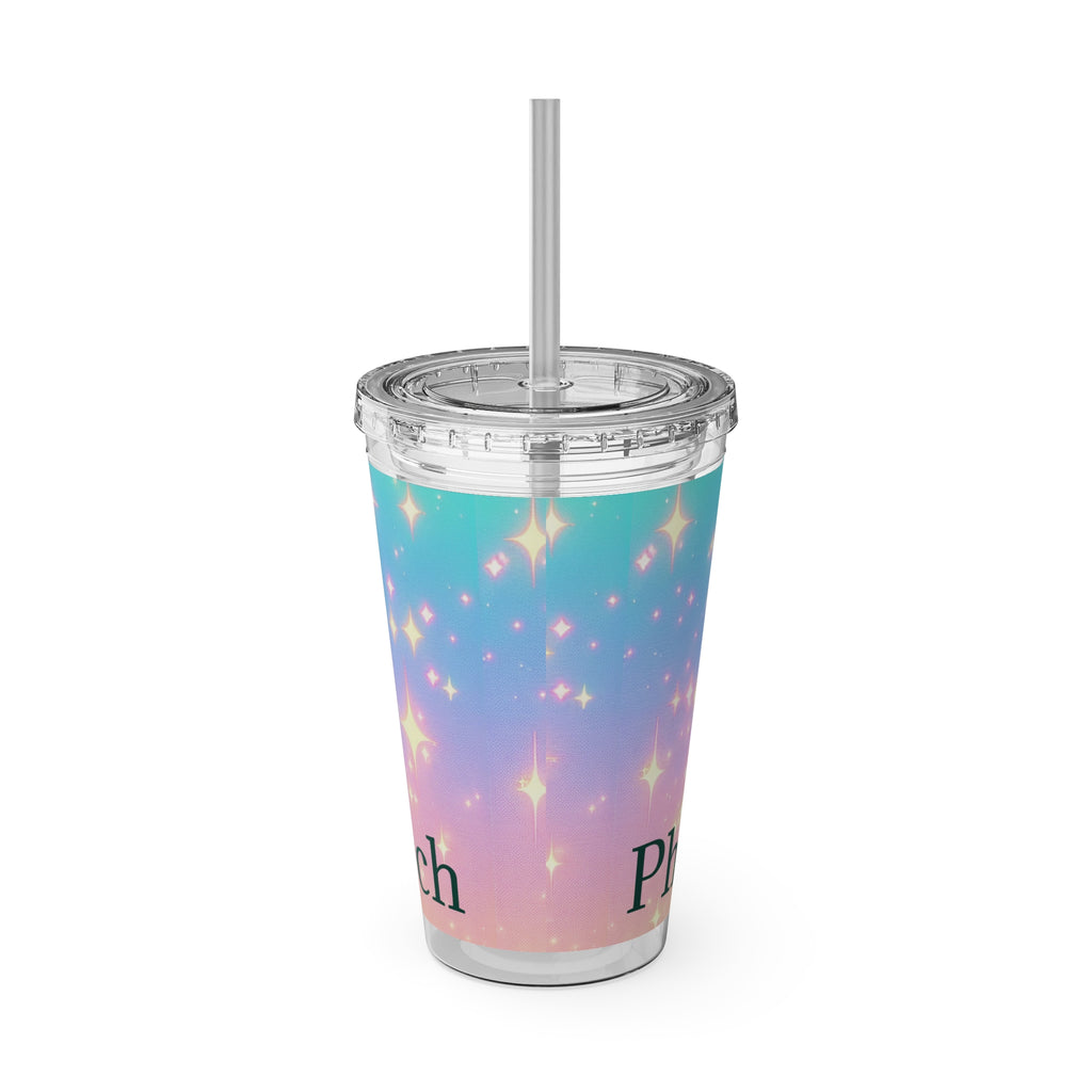 Sunsplash Pharmacy Tumbler with Straw | 16oz Colorful Drinkware for Fun Vibes