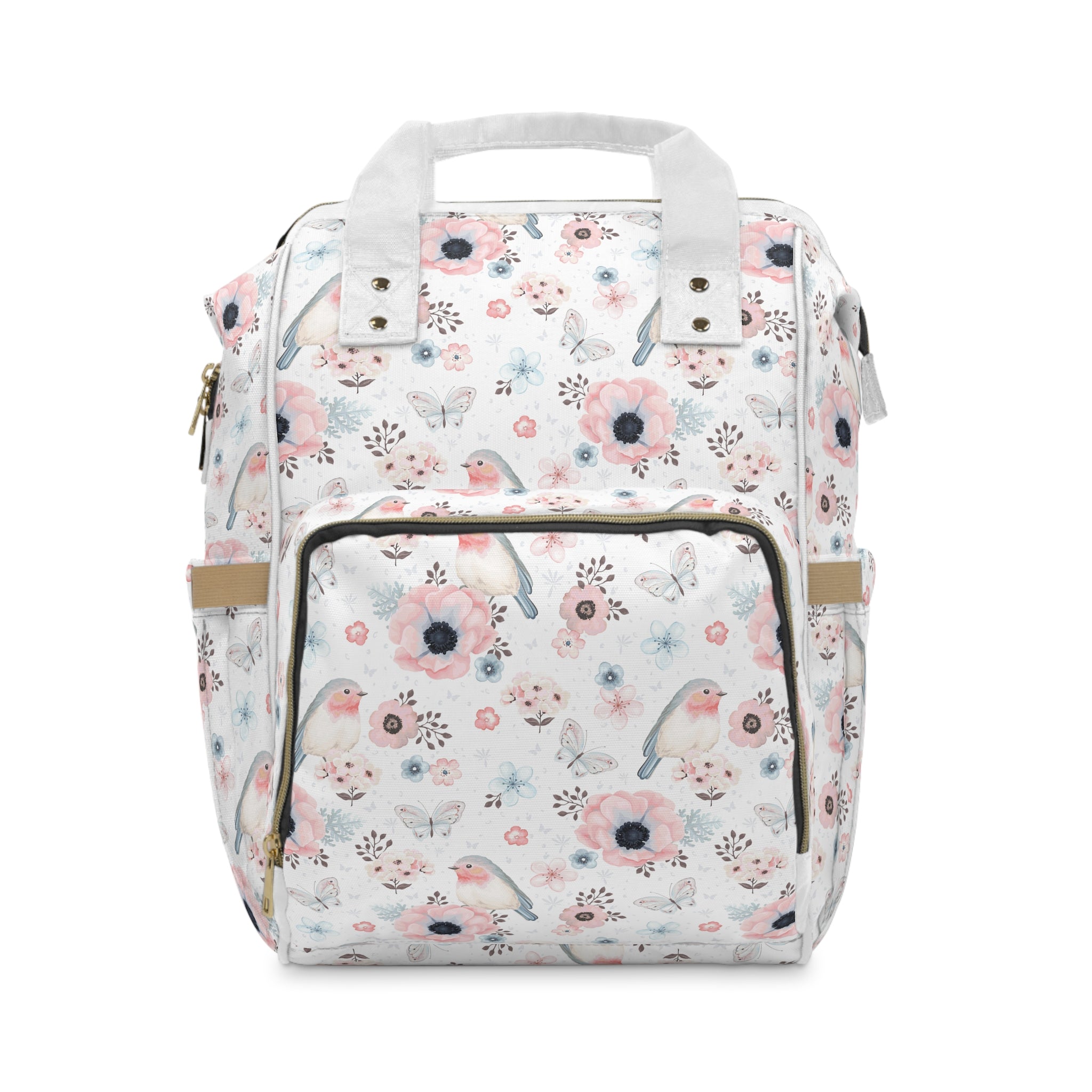 Floral Multifunctional Diaper Backpack, Stylish Baby Bag, Maternity Backpack, Mom Organizer, Travel Changing Bag