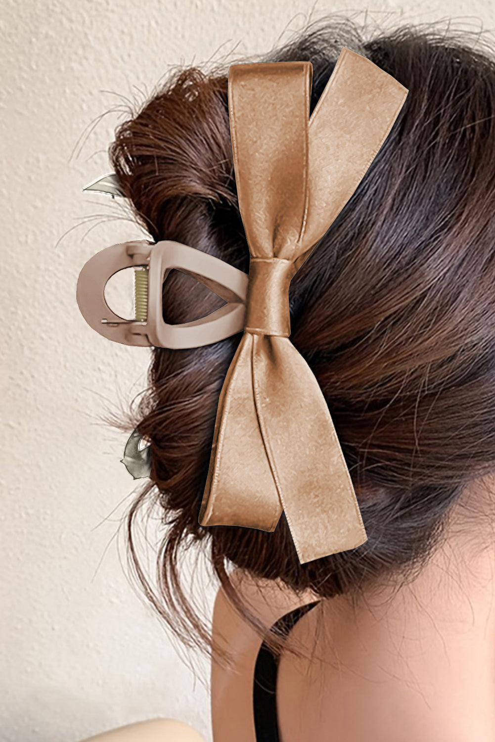 Large black bow decor hair claw clip for elegant hairstyles