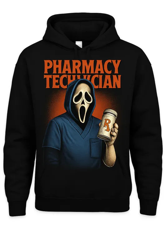 Chilling Prescriptions: The Ghostly Pharm Tech Hoodie