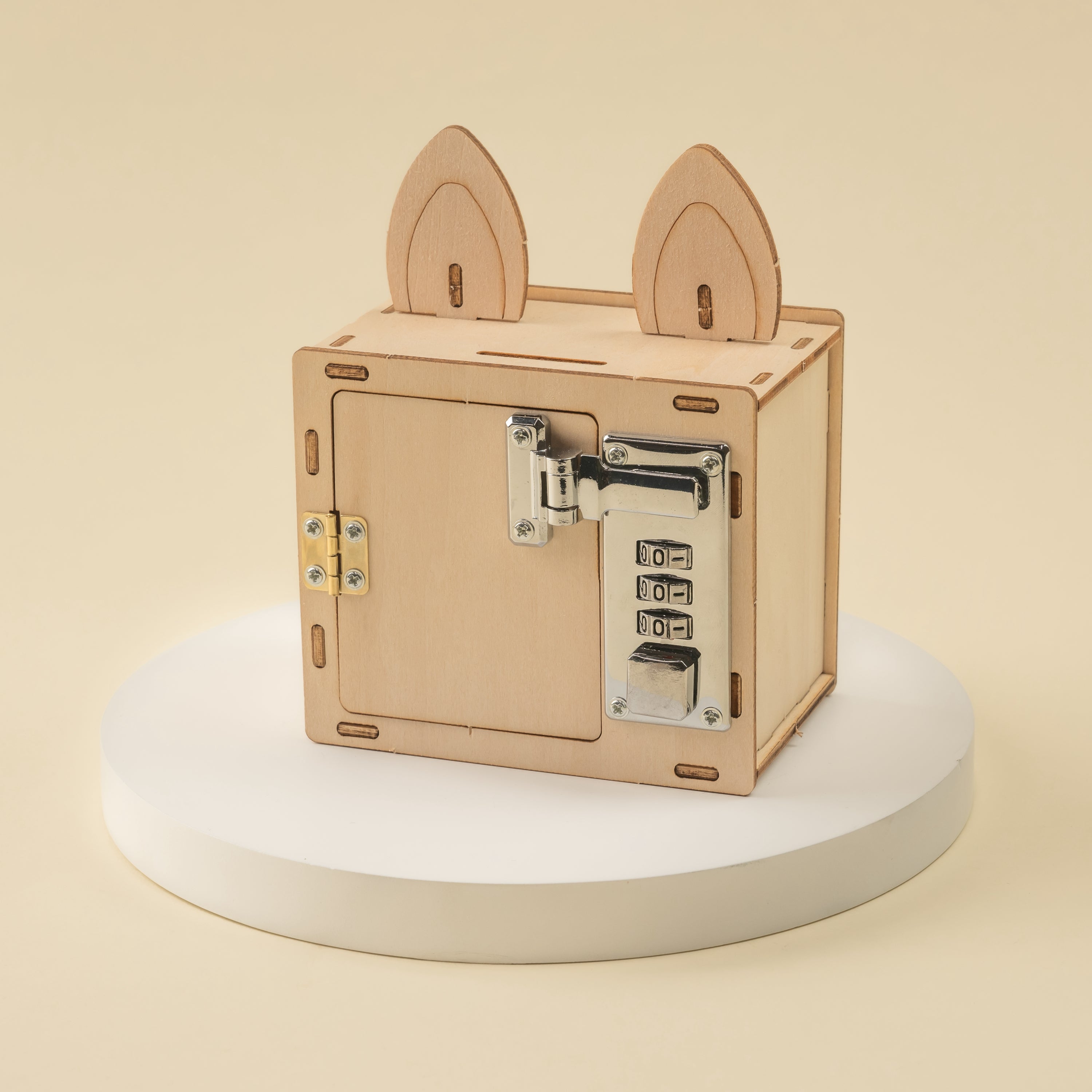 Combination Lock Box DIY STEM kit showing assembled lock box with phone holder for educational use