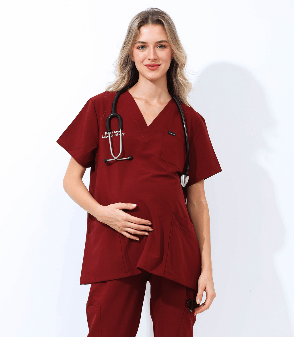 Comfortable maternity scrub top from Maternity Scrubs Collection designed for pregnant medical professionals
