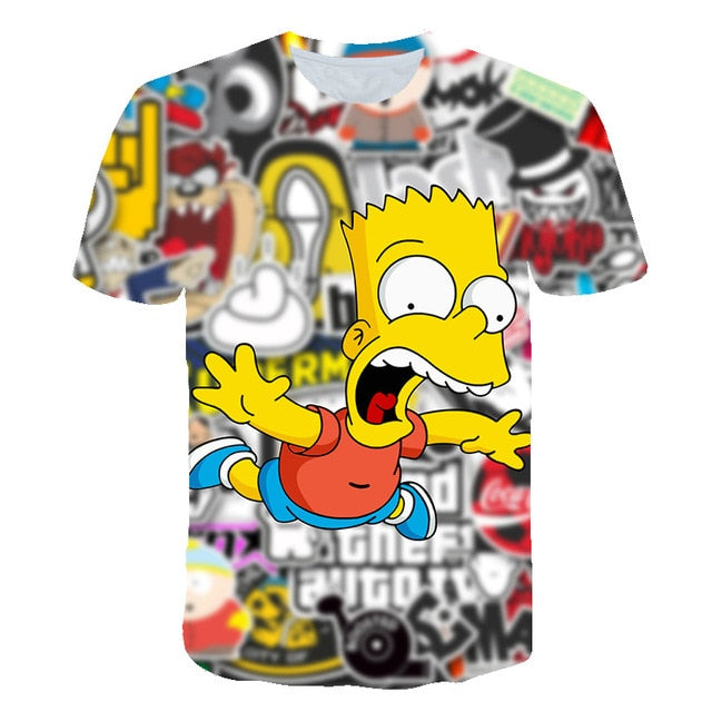Spongebob Squarepants casual men's 3D printed polyester t-shirt with short sleeves and O-neck collar