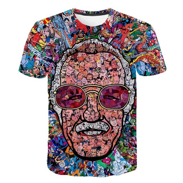 Spongebob Squarepants casual men's 3D printed short sleeve O-neck t-shirt in polyester batik fabric