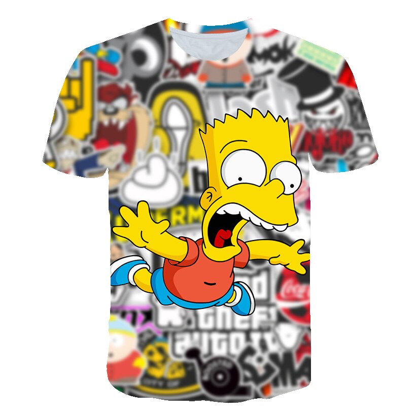 Spongebob Squarepants casual men's 3D printed short sleeve O-neck t-shirt in polyester fabric
