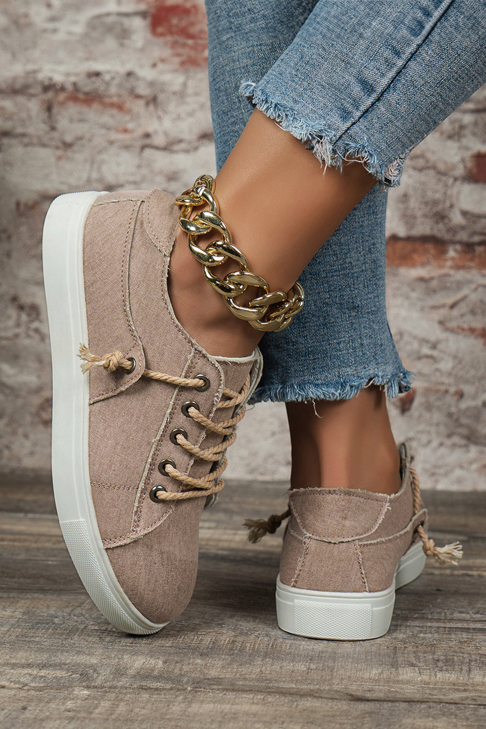 Parchment criss cross slip on canvas flats with trendy design and durable material