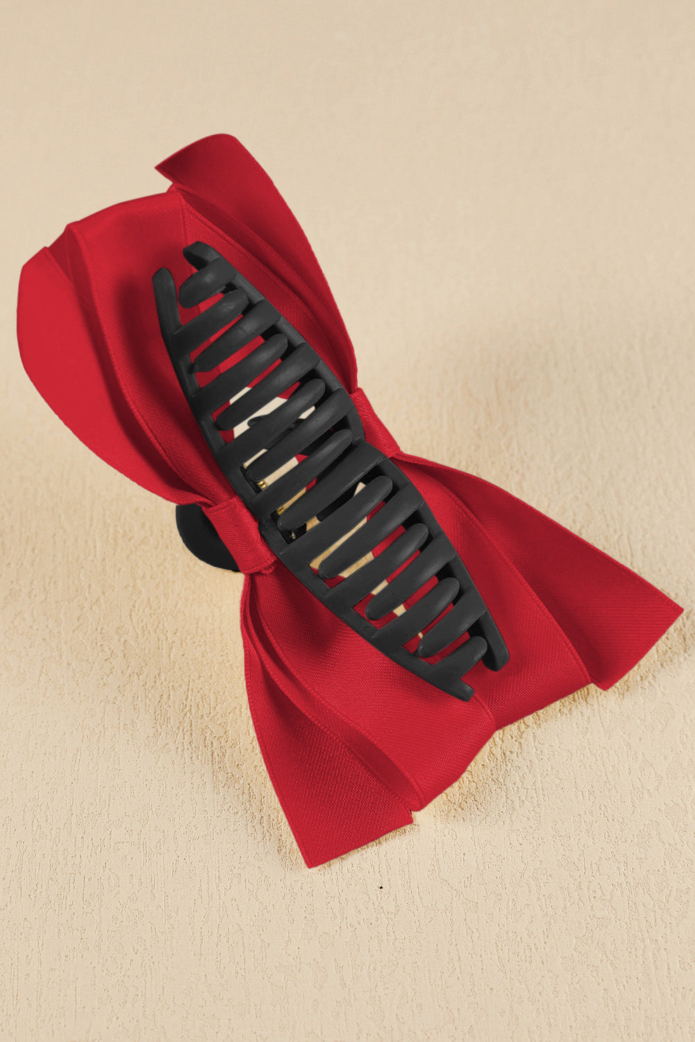Large black bow decor hair claw clip for securing hair elegantly