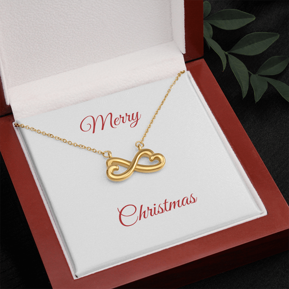 18k yellow gold Endless Love Necklace with heart-shaped infinity pendant in gift box