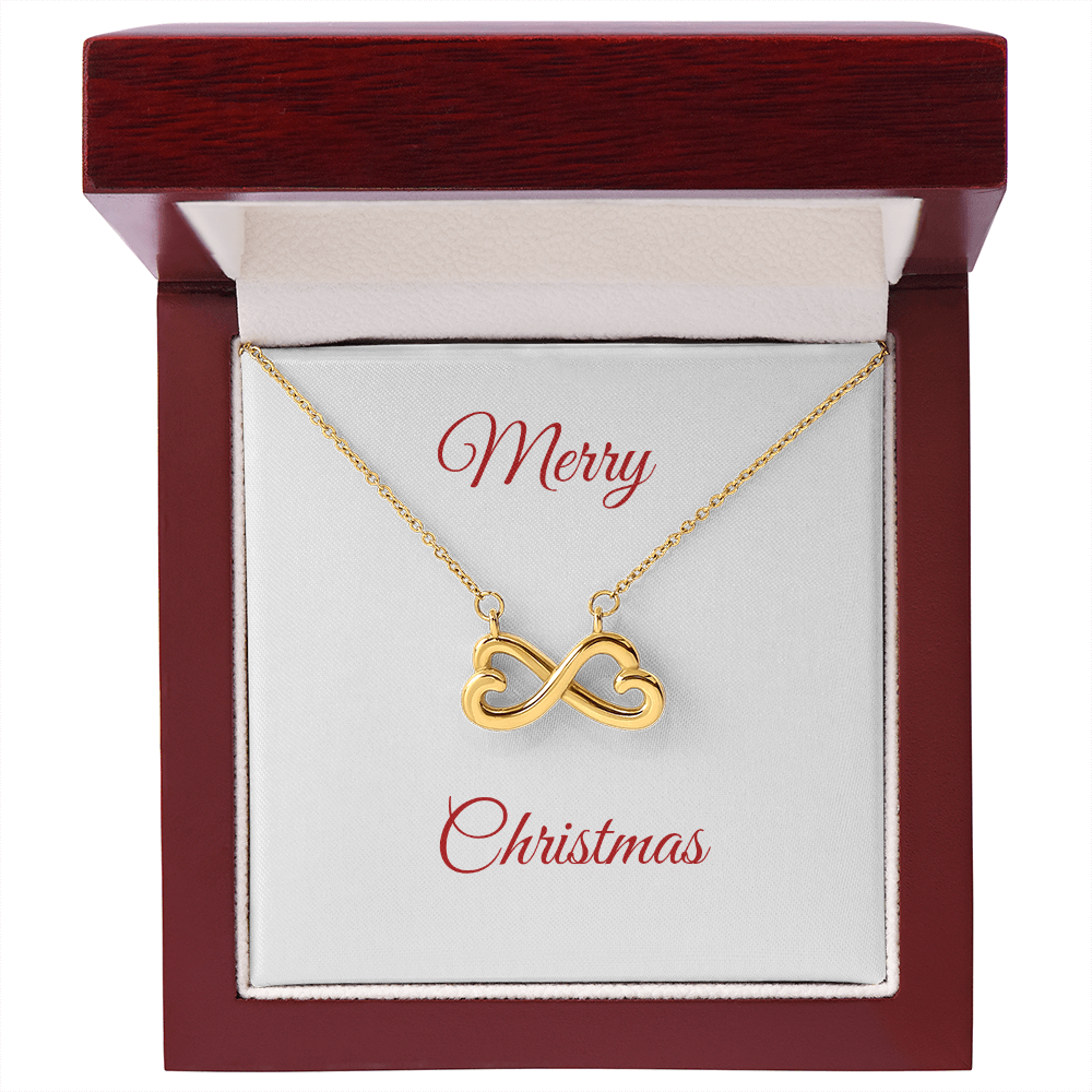 Endless Love Necklace gold infinity heart pendant in gift box with Merry Christmas message