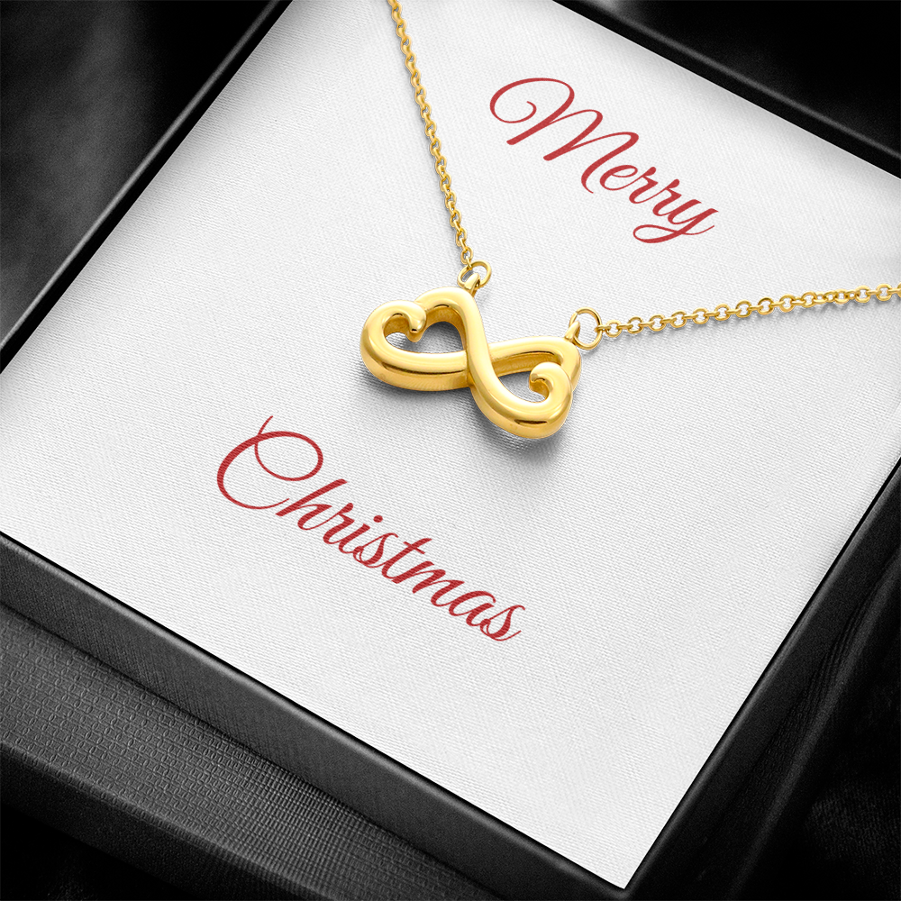 Gold Endless Love Necklace with heart infinity pendant in gift box for Christmas