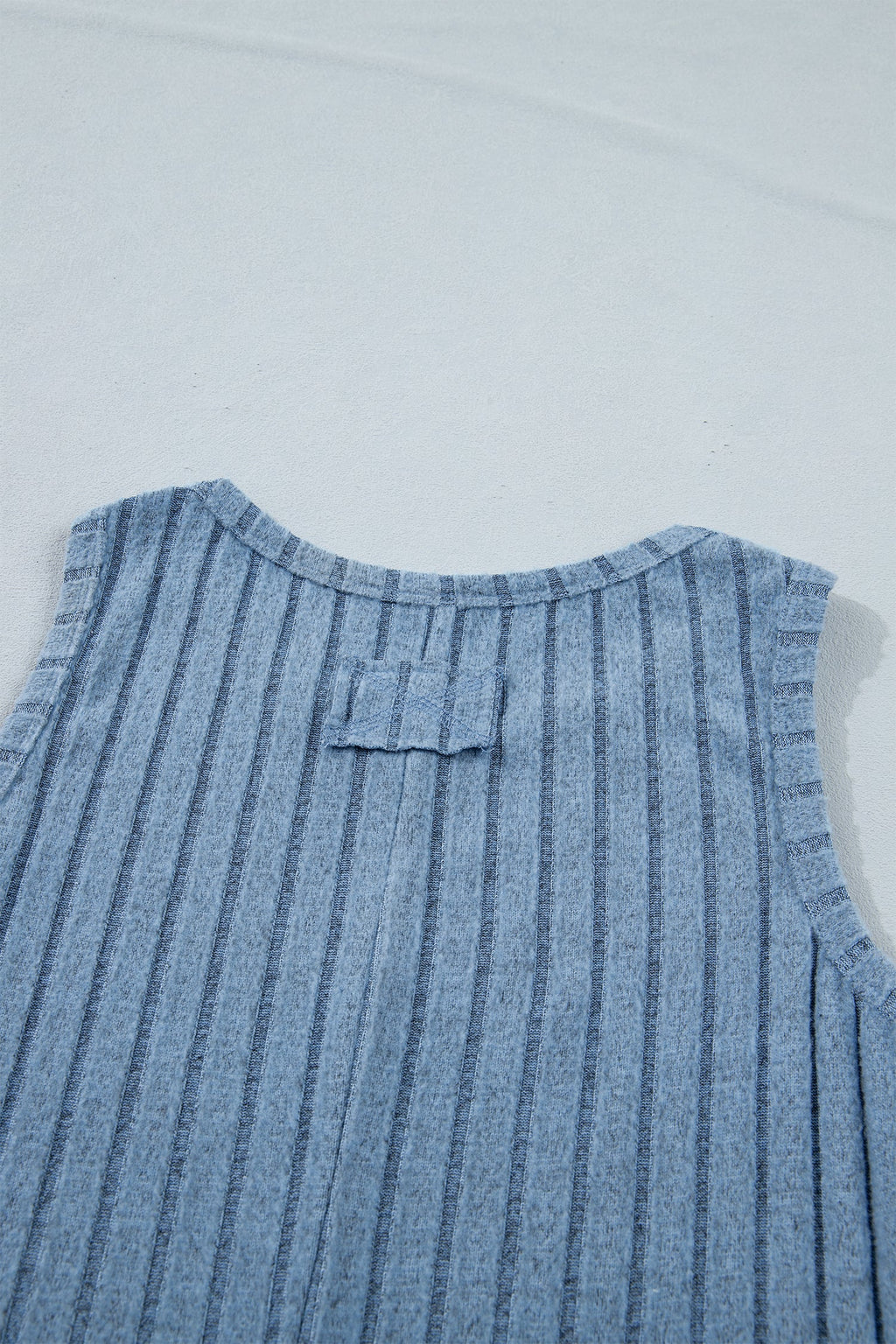 Beau Blue slim ribbed mineral wash tank top with stretchy breathable fabric