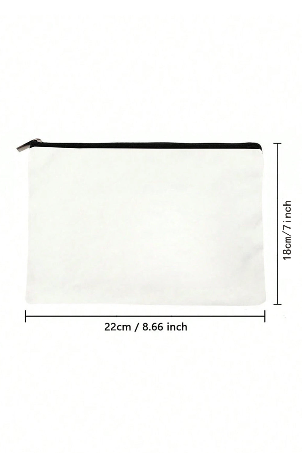White TEACHER graphic print zipper cosmetic bag made of durable canvas with compact size for travel