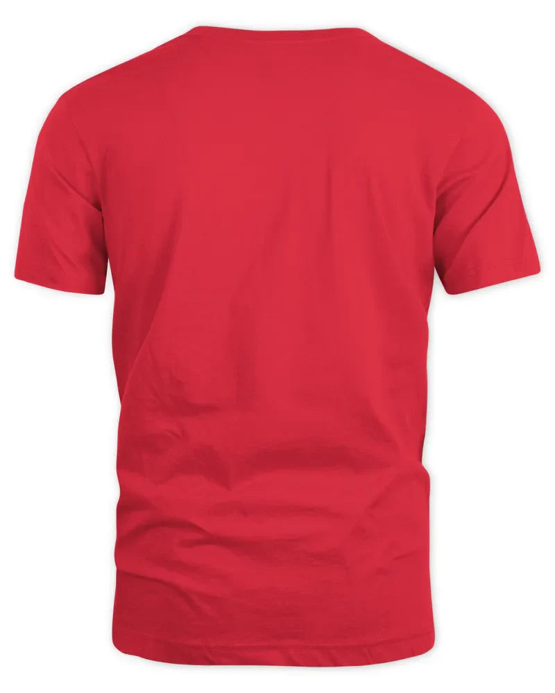Red unisex standard t-shirt made of preshrunk cotton with seamless collar and twin needle hems