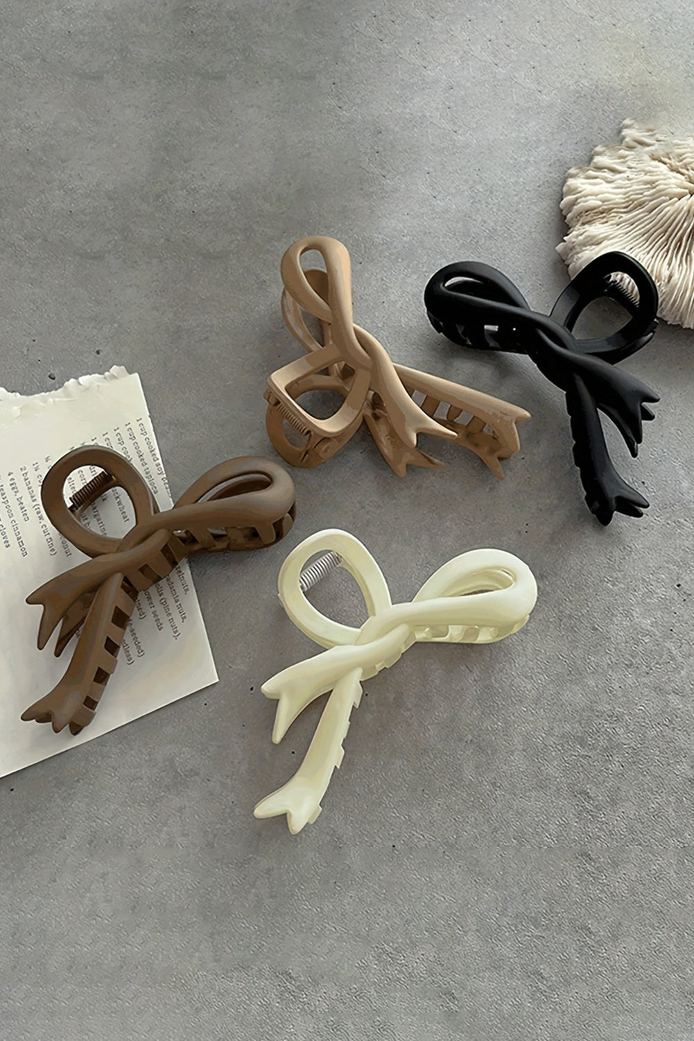 Beige bowknot large hair claw clip accessory